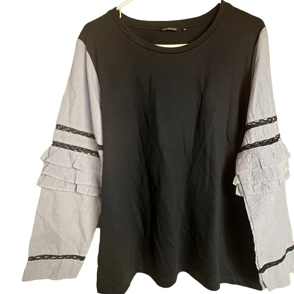 Hannah Womens Navy Long Sleeve Blouse Size L